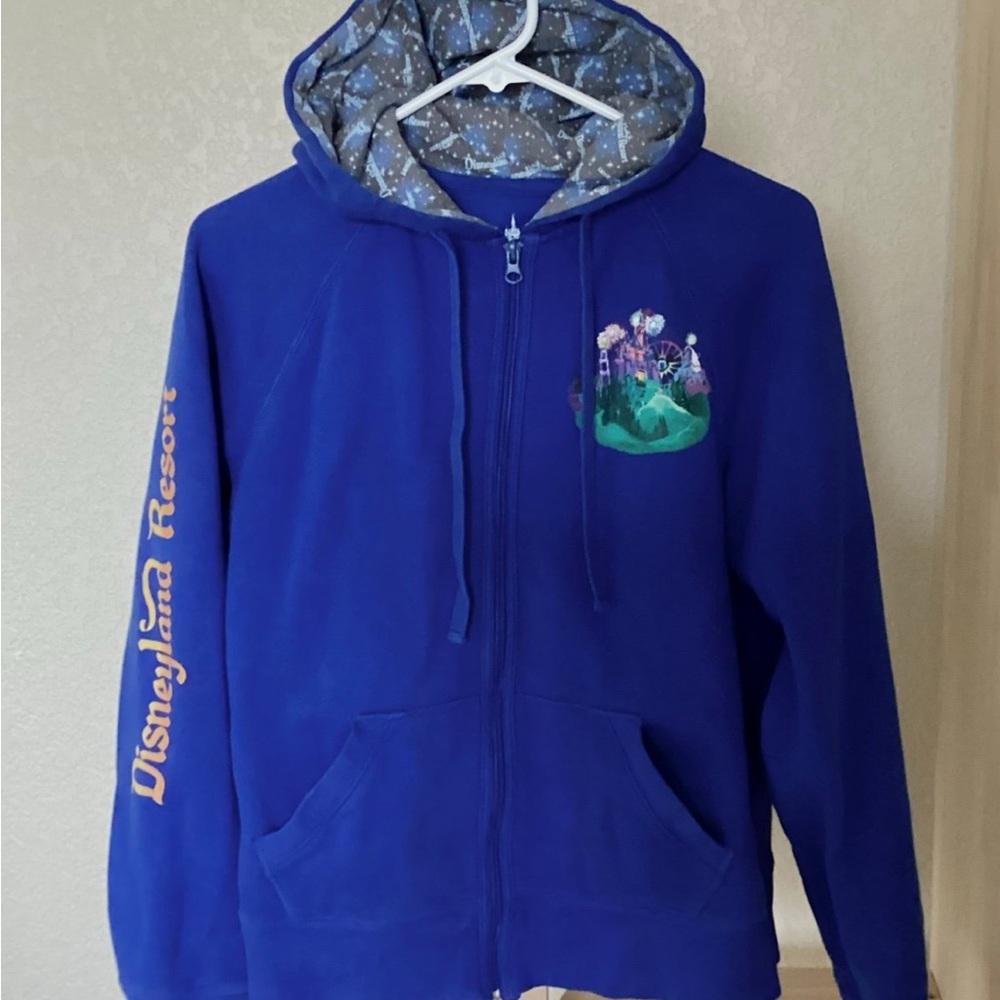 Disney Disneyland Resort Blue Zip up Hoodie Hooded Sweatshirt Mickey Minnie Med